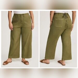 TORRID Lace-Up Back Utility Cropped Pants Olive Plus Size 18